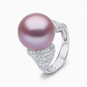 Duchess 18K Gold Pink Pearl and Pavé Diamond Ring