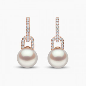 Jazz 18K Gold Pearl and Diamond Link Earrings