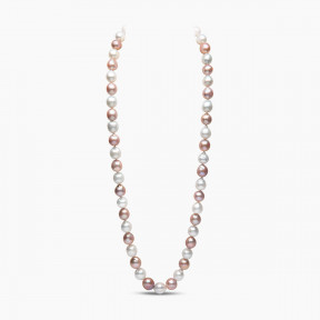 Classic 18K Gold Pink and White Pearl Necklace