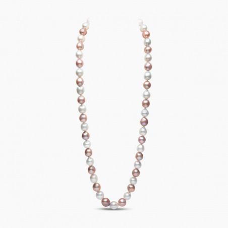 Classic 18K Gold Pink and White Pearl Necklace