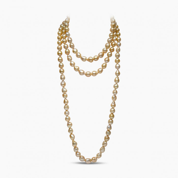 Baroque 18K Gold South Sea Pearl Triple Row Layered Necklace