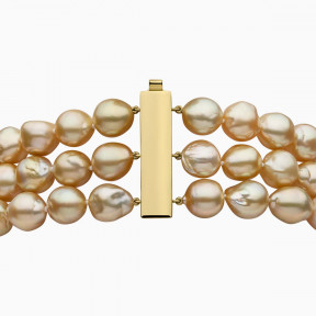 Baroque 18K Gold South Sea Pearl Triple Row Layered Necklace