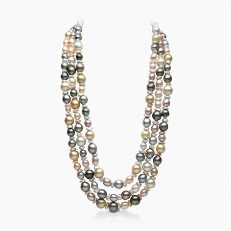 Baroque 18K Gold Keshi Pearl Triple Row Necklace