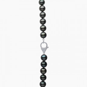 Classic 18K Gold Tahitian Pearl and Diamond Clasp Motif Necklace