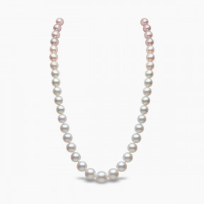 Ombré 18K Gold Pink and White Pearl Single Row Necklace