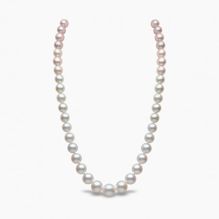 Ombré 18K Gold Pink and White Pearl Single Row Necklace