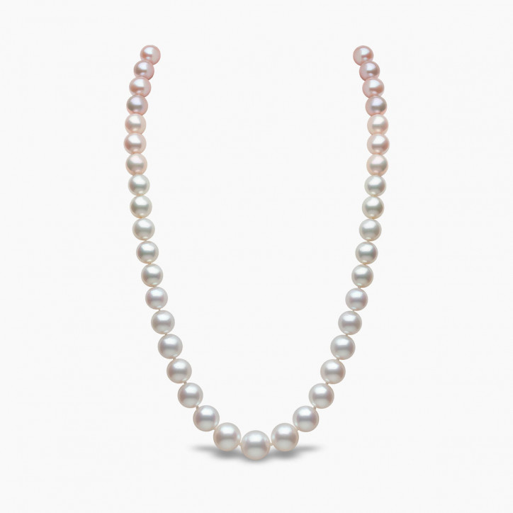 Ombré 18K Gold Pink and White Pearl Single Row Necklace