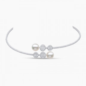 Glitz 18K Gold South Sea Pearl and Diamond Choker Necklace