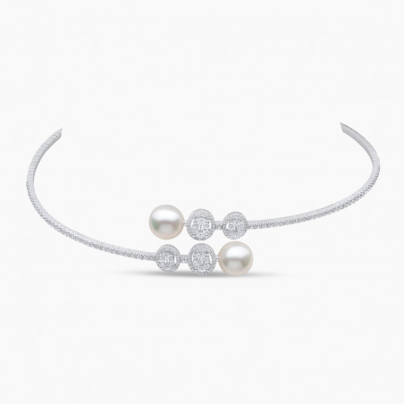 Glitz 18K Gold South Sea Pearl and Diamond Choker Necklace