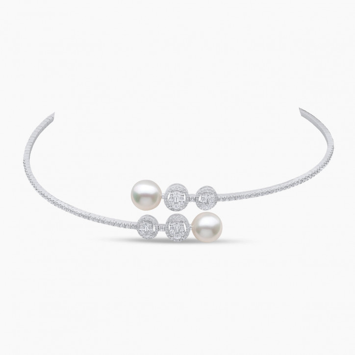 Glitz 18K Gold South Sea Pearl and Diamond Choker Necklace