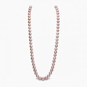 Classic 18K Gold Pink Freshwater Pearl and Diamond Clasp Strand Necklace