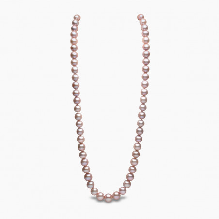 Classic 18K Gold Pink Freshwater Pearl and Diamond Clasp Strand Necklace