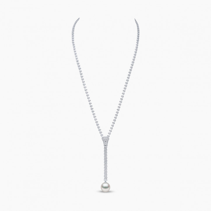 Selene 18K White Gold South Sea Pearl and Diamond Zip Necklace