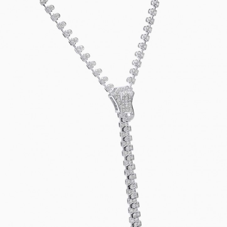 Selene 18K White Gold South Sea Pearl and Diamond Zip Necklace