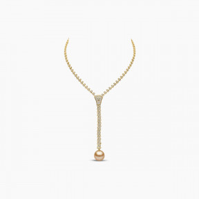 Selene 18K Yellow Gold South Sea Pearl and Diamond Zip Necklace