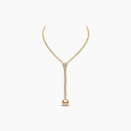 Selene 18K Yellow Gold South Sea Pearl and Diamond Zip Necklace