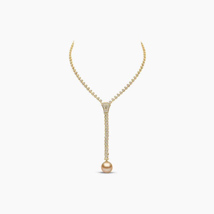 Selene 18K Yellow Gold South Sea Pearl and Diamond Zip Necklace