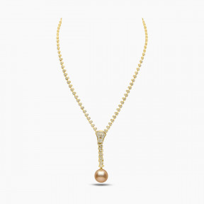 Selene 18K Yellow Gold South Sea Pearl and Diamond Zip Necklace