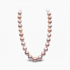 Baroque 18K Gold Pink Freshwater Pearl and Diamond Strand Necklace