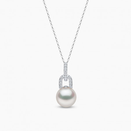 Jazz 18K Gold Pearl and Diamond Link Pendant