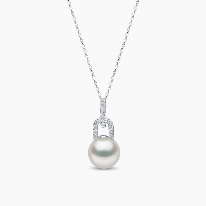 Jazz 18K Gold Pearl and Diamond Link Pendant