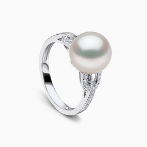 Jazz 18K Gold Pearl and Diamond Link Ring