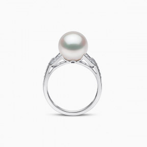 Jazz 18K Gold Pearl and Diamond Link Ring