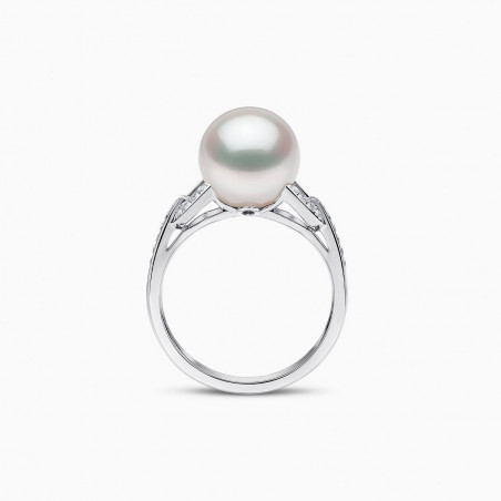 Jazz 18K Gold Pearl and Diamond Link Ring