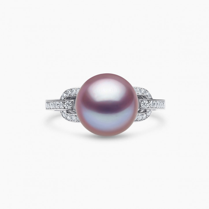 Jazz 18K Gold Pearl and Diamond Link Ring