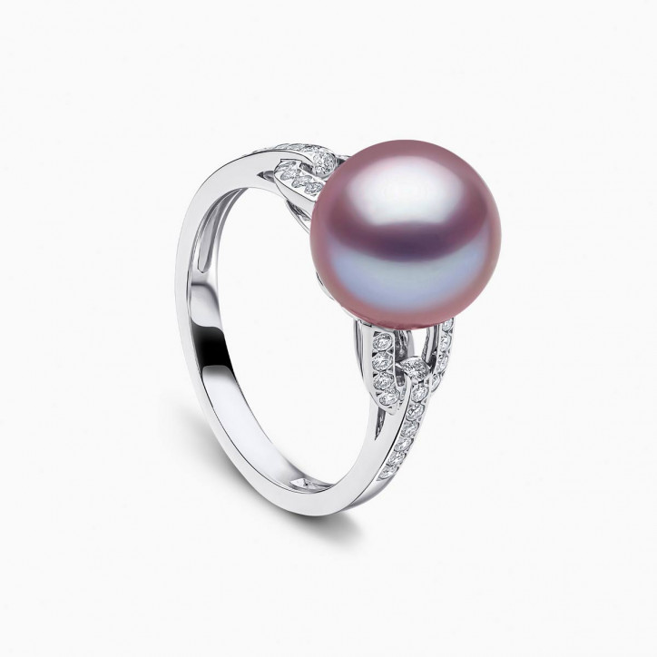 Jazz 18K Gold Pearl and Diamond Link Ring