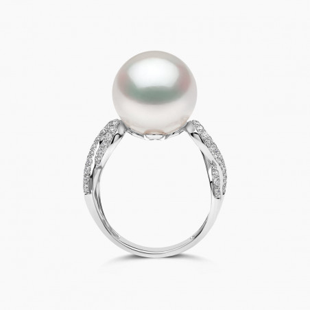 Duchess 18K Gold Pearl and Diamond Hoop Ring