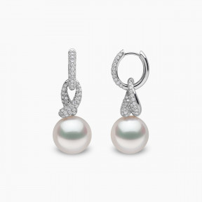 Duchess 18K Gold Pearl Drop and Diamond Hoop Earrings