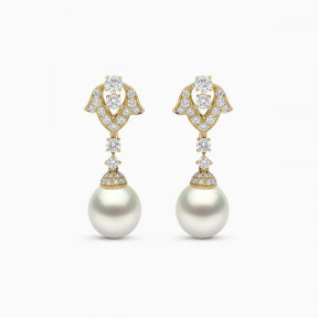 Sahara 18K Gold South Sea Pearl Diamond Earrings