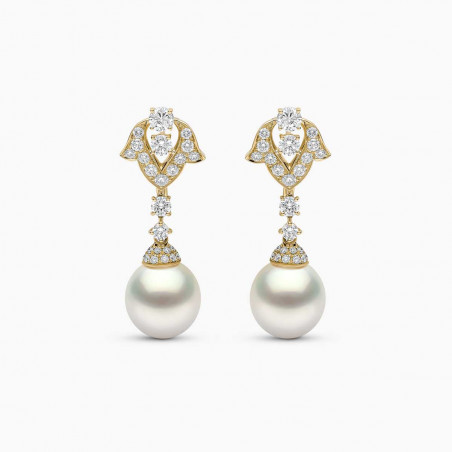 Sahara 18K Gold South Sea Pearl Diamond Earrings