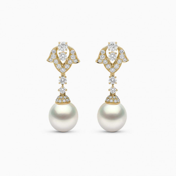 Sahara 18K Gold South Sea Pearl Diamond Earrings