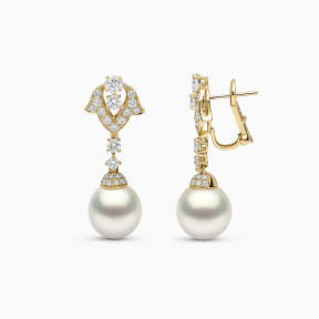 Sahara 18K Gold South Sea Pearl Diamond Earrings