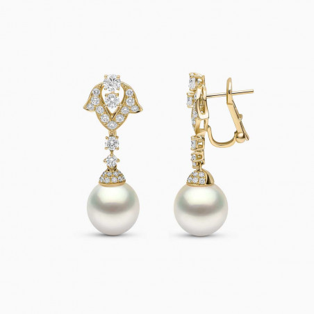 Sahara 18K Gold South Sea Pearl Diamond Earrings