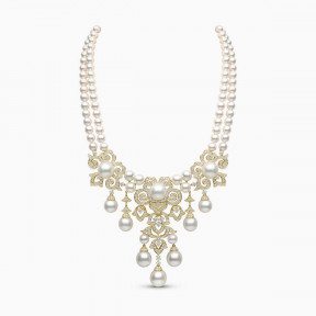 Sahara 18K Gold South Sea and Akoya Pearl Diamond Necklace