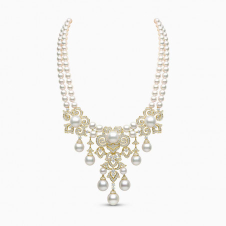 Sahara 18K Gold South Sea and Akoya Pearl Diamond Necklace