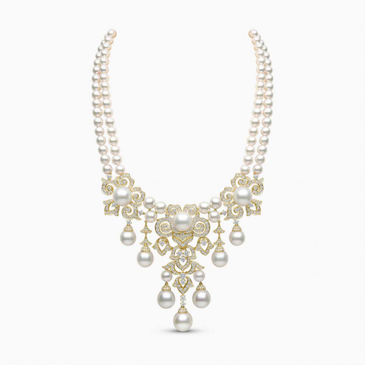 Sahara 18K Gold South Sea and Akoya Pearl Diamond Necklace