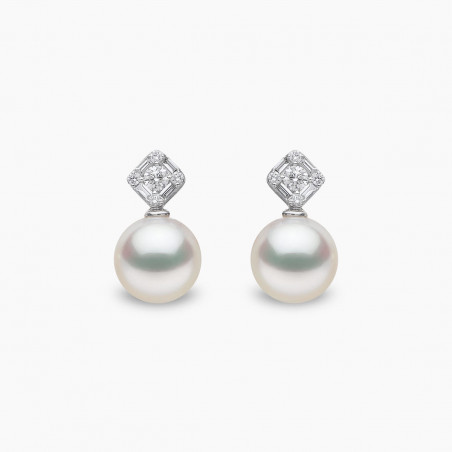 Starlight 18K Gold Pearl and Diamond Nova Earrings