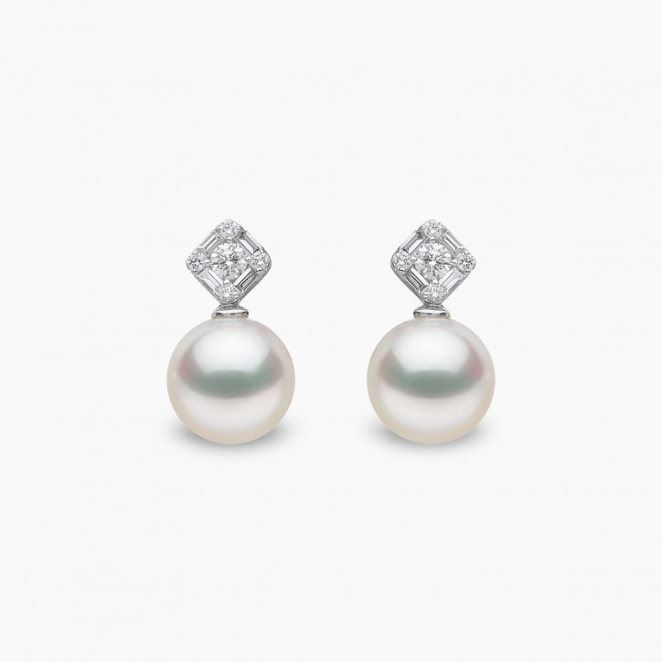 Starlight 18K Gold Pearl and Diamond Nova Earrings