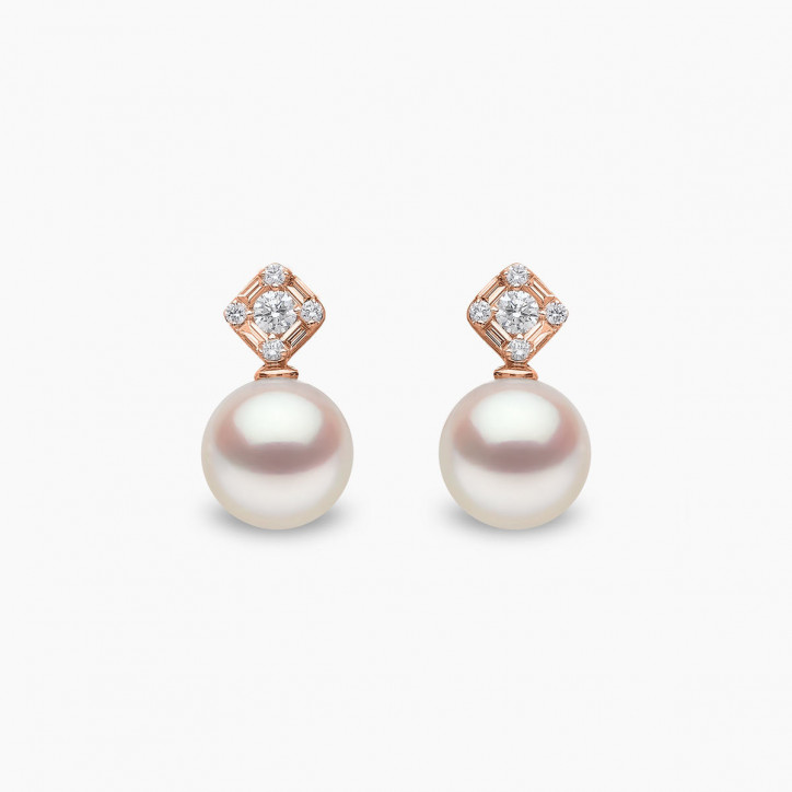 Starlight 18K Gold Pearl and Diamond Nova Earrings