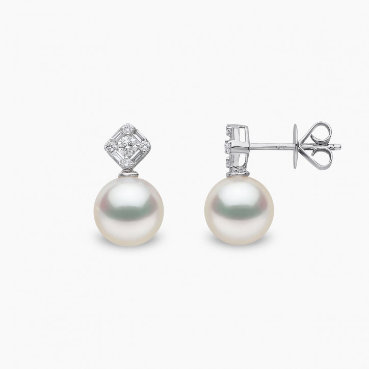 Starlight 18K Gold Pearl and Diamond Nova Earrings