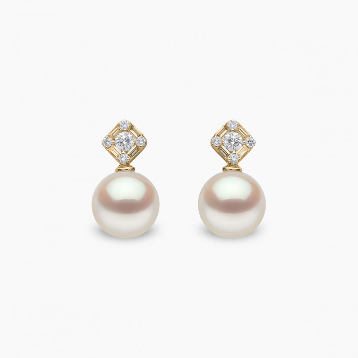 Starlight 18K Gold Pearl and Diamond Nova Earrings