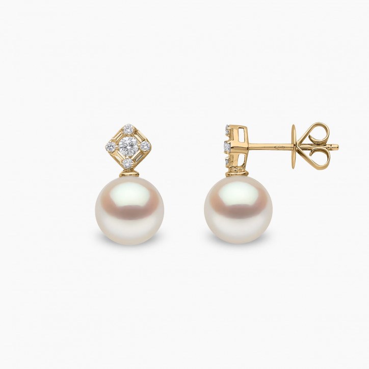 Starlight 18K Gold Pearl and Diamond Nova Earrings