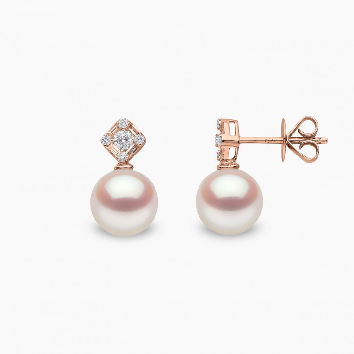 Starlight 18K Gold Pearl and Diamond Nova Earrings