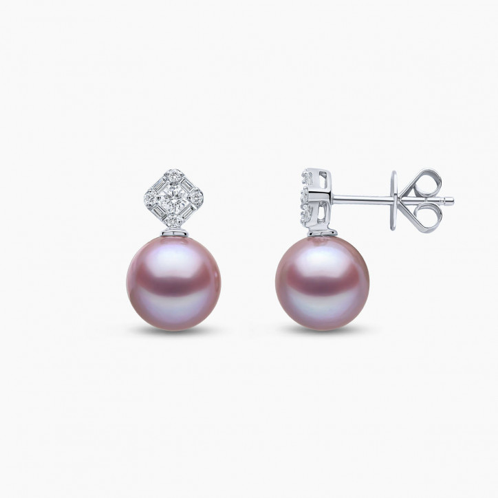 Starlight 18K Gold Pearl and Diamond Nova Earrings