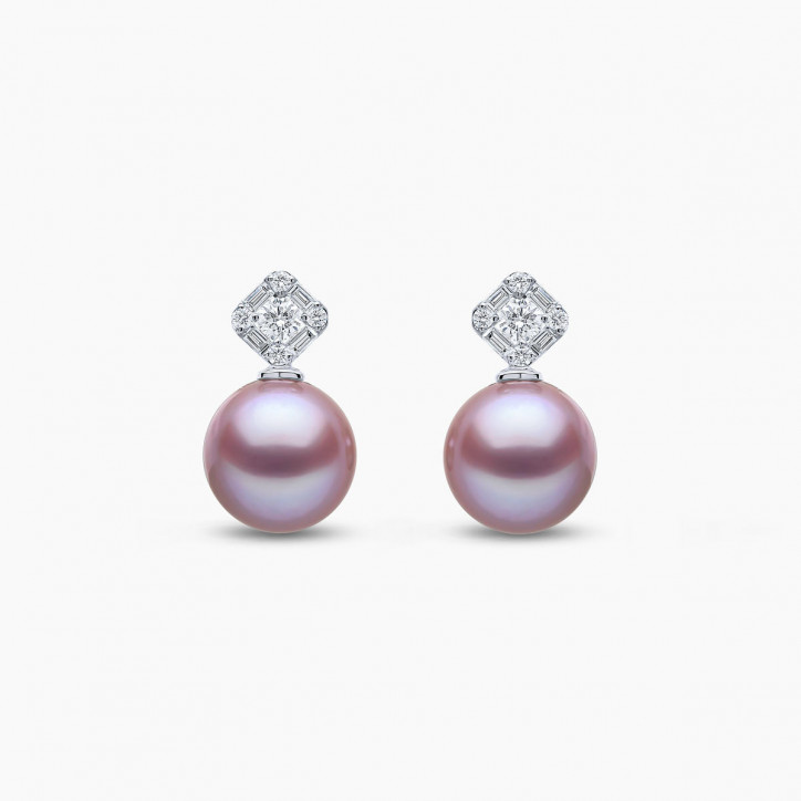 Starlight 18K Gold Pearl and Diamond Nova Earrings