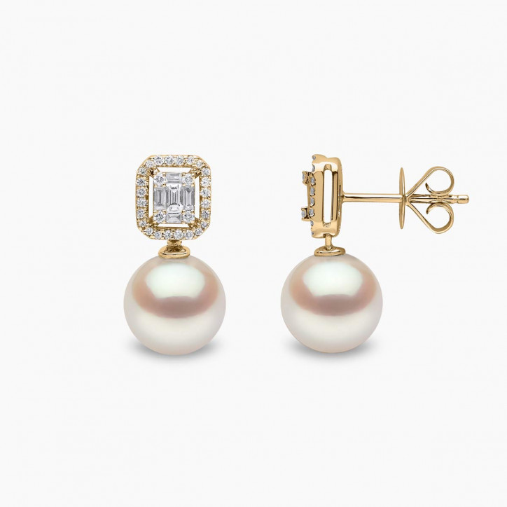 Starlight 18K Gold Pearl and Diamond Cosmic Earrings